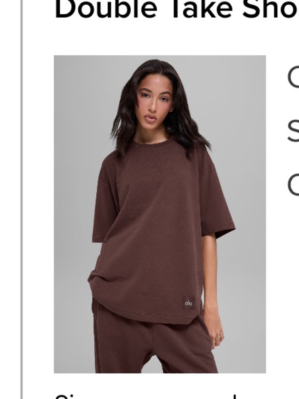 ALO  Short Sleeve Chocolate Brown Crewneck Tee